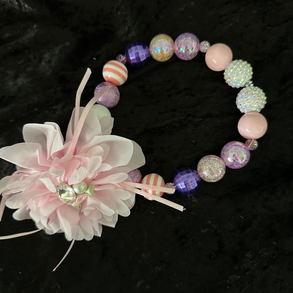 Doggie collar with Pink & Purple Beads a little dress up for our furry friend.